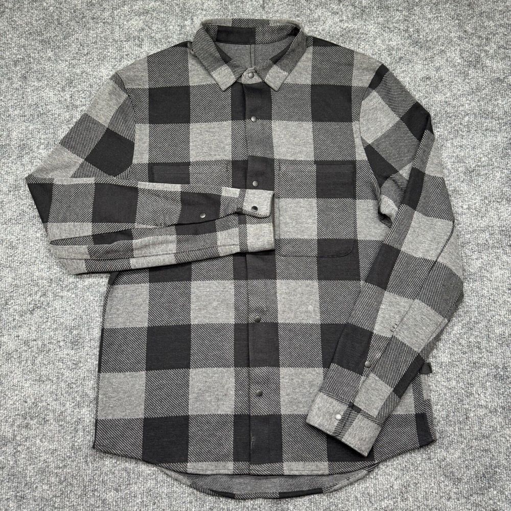 Lululemon Shirt Mens Medium Flannel Soft Knit Plaid Preppy Long Sleeve Snap